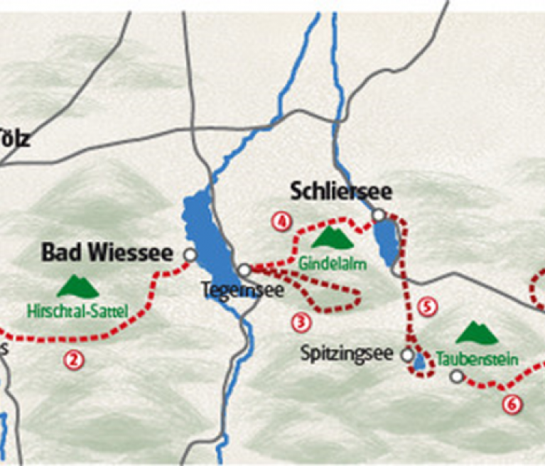 מפת הטיול באגמי בוואריה ממינכן לאגמי האזור
