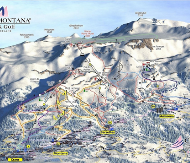 מפת מסלולי סקי בקראנס מונטנה